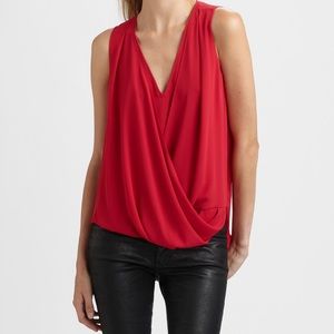 Vintage BCBG Red Drape Front Surplice Sleeveless Top